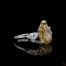 Load image into Gallery viewer, The Mirabel yellow pear lab diamond ring, angled front view
