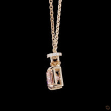 Load image into Gallery viewer, Pink radiant lab diamond pendant in 14k rose gold, side view

