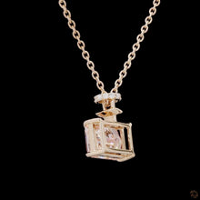 Load image into Gallery viewer, Pink radiant lab diamond pendant in 14k rose gold, basket detail
