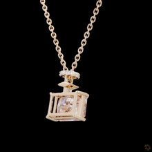 Load image into Gallery viewer, Pink radiant lab diamond pendant in 14k rose gold, angled back view
