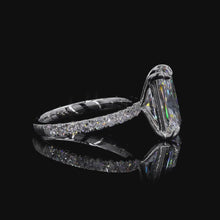 Load and play video in Gallery viewer, The Isadora Ring | 3ct Radiant Lab Diamond | Pavé Band | 14k White Gold
