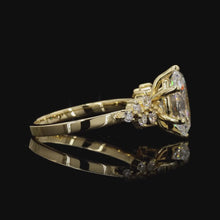 Load and play video in Gallery viewer, The Blossom Ring | 2ct Oval Lab Diamond | Scatter Cluster Setting | 14k Yellow Gold
