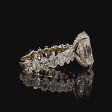 Load and play video in Gallery viewer, The Celina Ring | 3ct Oval Lab Diamond | Hidden Halo | Oval Accent Band | 14k Yellow Gold
