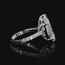 Load and play video in Gallery viewer, The Penelope Ring | 4ct Pear Cut Lab Diamond | Pavé Band | 14k White Gold
