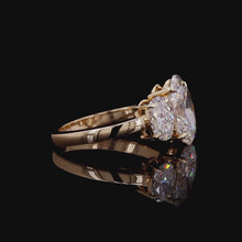 Load and play video in Gallery viewer, The Theodora Ring | 3ct Oval Cut Lab Diamond | Three-Stone | Oval Side Stones | 14k Gold
