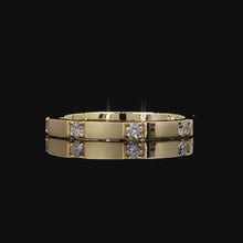 Load and play video in Gallery viewer, The Laurent Band | Prong-Set Lab Diamond Wedding Band | 14k Yellow Gold
