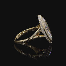 Load and play video in Gallery viewer, The Dorothy Ring | 4ct Marquise Cut Lab Diamond | Hidden Halo | Twisted Band | 14k Yellow Gold

