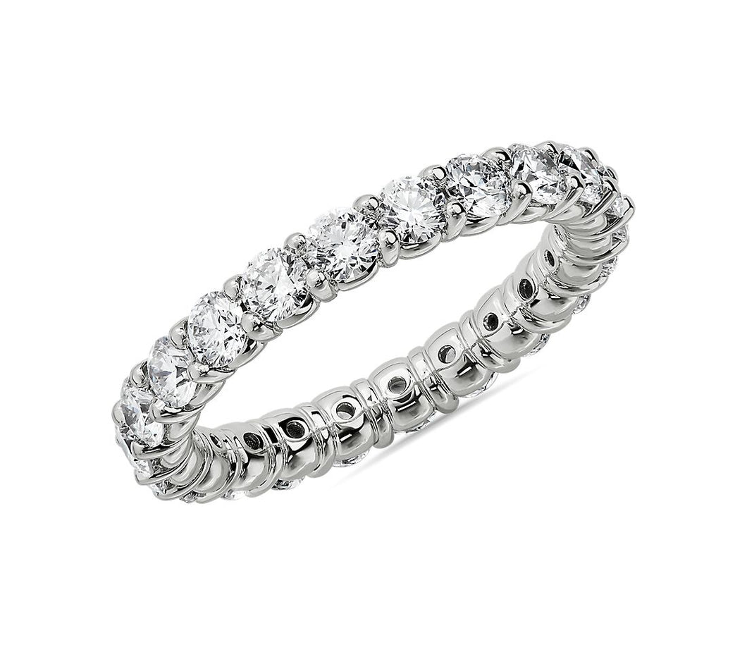 Moissanite 3mm Eternity Band in Sterling Silver 2.1ctw