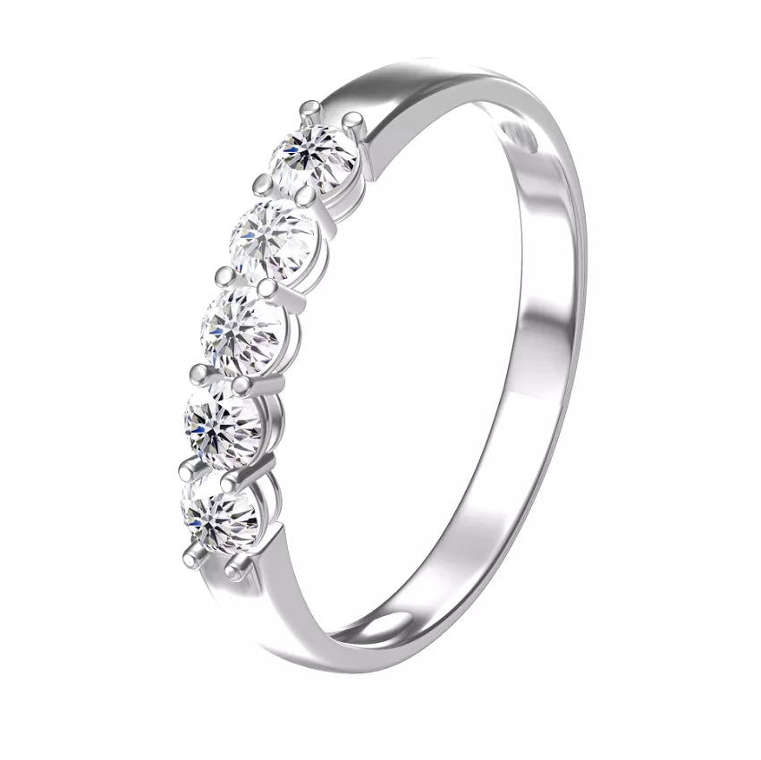 Moissanite 5 Stone Wedding Band in 10k Gold