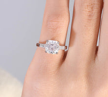 Load image into Gallery viewer, Moissanite 2.0ct Asscher Engagement Ring 2.0ct with Baguette Accents in 14k Gold
