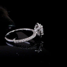 Load image into Gallery viewer, Moissanite Oval Pave Cut Ring Set in Sterling Silver or 14k Gold
