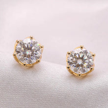 Load image into Gallery viewer, Moissanite 6.5mm Stud Earrings in 14k Yellow Gold
